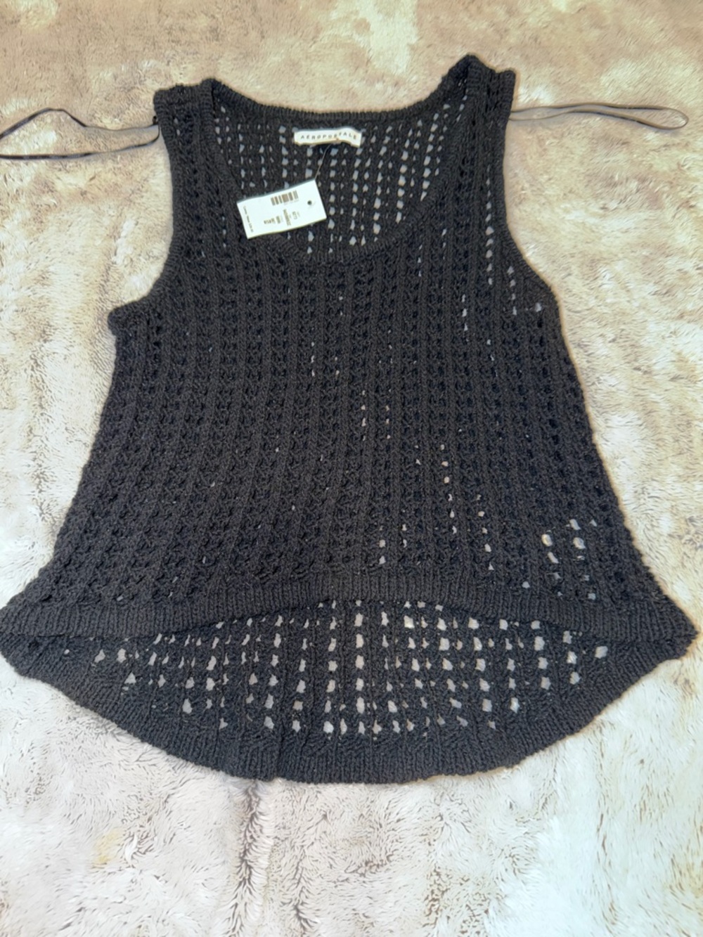 Aeropostale Black Crochet Knit Tank